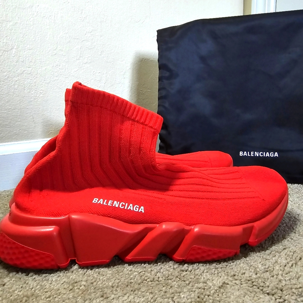 Balenciaga High Top Sock Sneakers with nylon black backpack